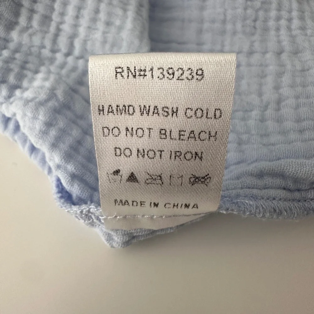 Pomander Place Pale Blue High Neck Tiered Gauze Morgan Mini Dress Small